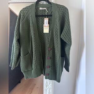 BNWT Green Cable Knit Cardigan Sweater